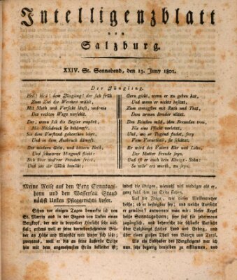 Intelligenzblatt von Salzburg (Salzburger Intelligenzblatt) Samstag 13. Juni 1801