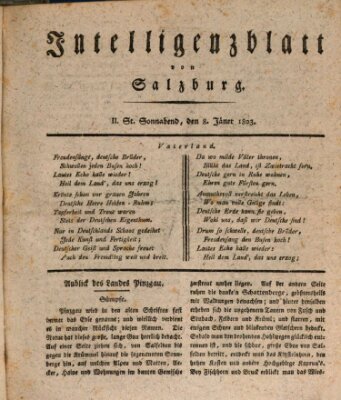 Intelligenzblatt von Salzburg (Salzburger Intelligenzblatt) Samstag 8. Januar 1803