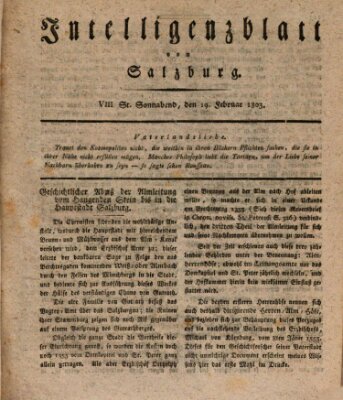 Intelligenzblatt von Salzburg (Salzburger Intelligenzblatt) Samstag 19. Februar 1803