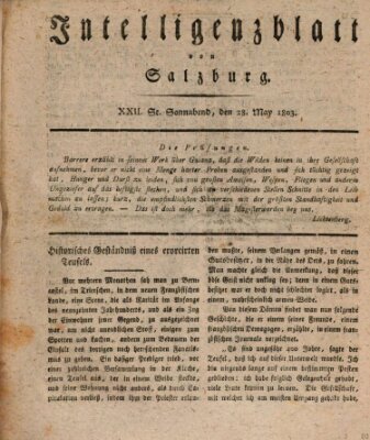 Intelligenzblatt von Salzburg (Salzburger Intelligenzblatt) Samstag 28. Mai 1803