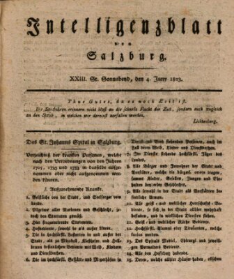 Intelligenzblatt von Salzburg (Salzburger Intelligenzblatt) Samstag 4. Juni 1803