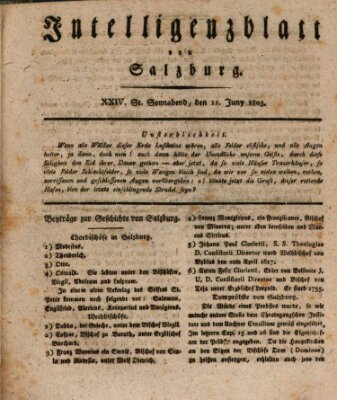 Intelligenzblatt von Salzburg (Salzburger Intelligenzblatt) Samstag 11. Juni 1803