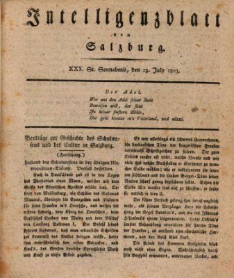 Intelligenzblatt von Salzburg (Salzburger Intelligenzblatt) Samstag 23. Juli 1803