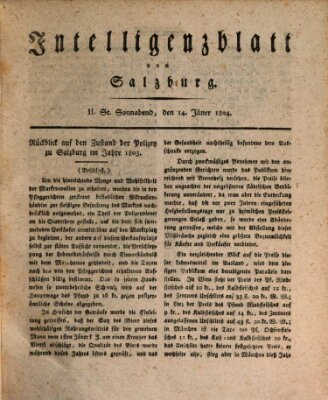 Intelligenzblatt von Salzburg (Salzburger Intelligenzblatt) Samstag 14. Januar 1804