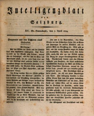 Intelligenzblatt von Salzburg (Salzburger Intelligenzblatt) Samstag 7. April 1804