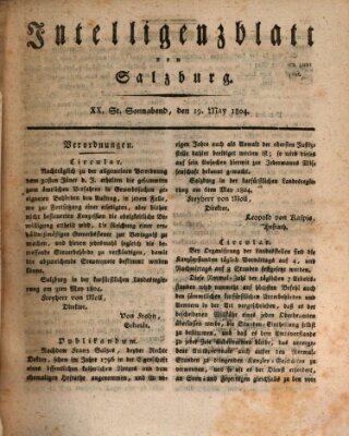 Intelligenzblatt von Salzburg (Salzburger Intelligenzblatt) Samstag 19. Mai 1804