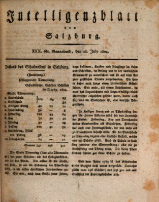 Intelligenzblatt von Salzburg (Salzburger Intelligenzblatt) Samstag 28. Juli 1804