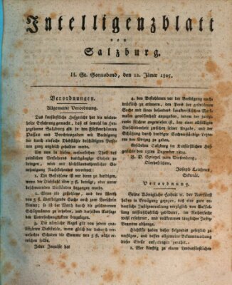 Intelligenzblatt von Salzburg (Salzburger Intelligenzblatt) Samstag 12. Januar 1805