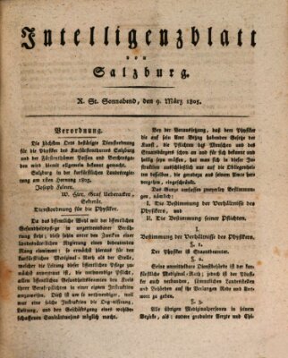 Intelligenzblatt von Salzburg (Salzburger Intelligenzblatt) Samstag 9. März 1805