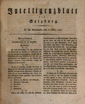 Intelligenzblatt von Salzburg (Salzburger Intelligenzblatt) Samstag 16. März 1805