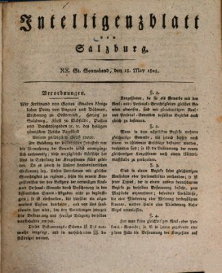 Intelligenzblatt von Salzburg (Salzburger Intelligenzblatt) Samstag 18. Mai 1805