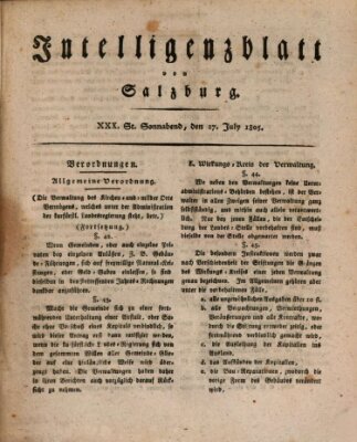 Intelligenzblatt von Salzburg (Salzburger Intelligenzblatt) Samstag 27. Juli 1805