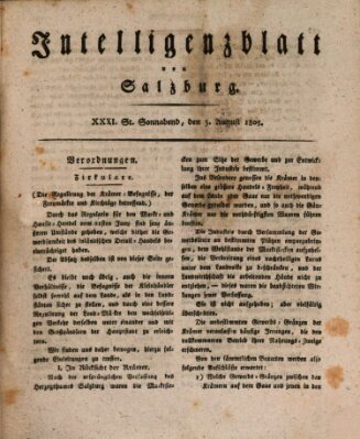 Intelligenzblatt von Salzburg (Salzburger Intelligenzblatt) Samstag 3. August 1805