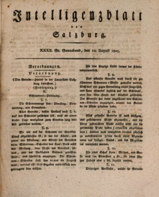 Intelligenzblatt von Salzburg (Salzburger Intelligenzblatt) Samstag 10. August 1805