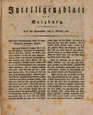 Intelligenzblatt von Salzburg (Salzburger Intelligenzblatt) Samstag 19. Oktober 1805