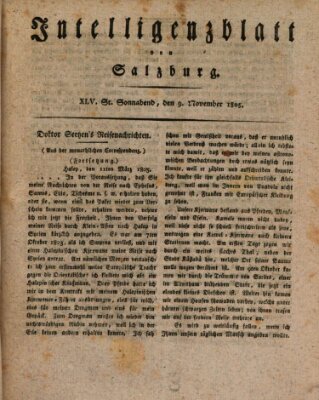 Intelligenzblatt von Salzburg (Salzburger Intelligenzblatt) Samstag 9. November 1805