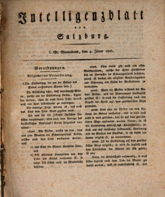 Intelligenzblatt von Salzburg (Salzburger Intelligenzblatt) Samstag 4. Januar 1806