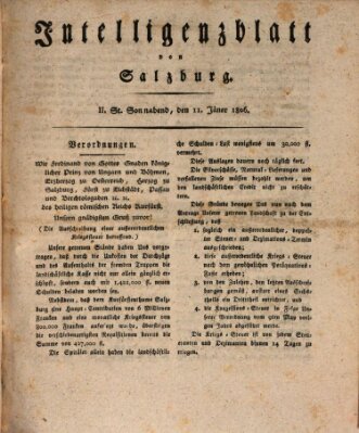 Intelligenzblatt von Salzburg (Salzburger Intelligenzblatt) Samstag 11. Januar 1806