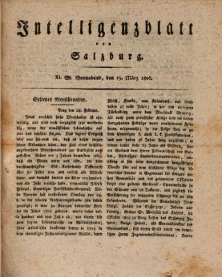 Intelligenzblatt von Salzburg (Salzburger Intelligenzblatt) Samstag 15. März 1806