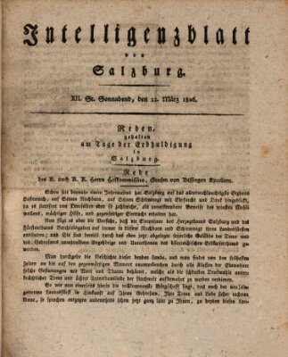 Intelligenzblatt von Salzburg (Salzburger Intelligenzblatt) Samstag 22. März 1806