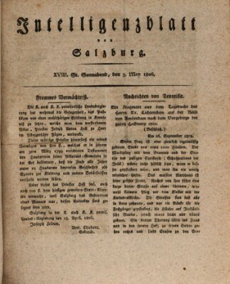 Intelligenzblatt von Salzburg (Salzburger Intelligenzblatt) Samstag 3. Mai 1806