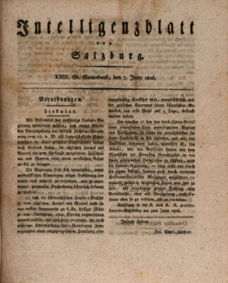 Intelligenzblatt von Salzburg (Salzburger Intelligenzblatt) Samstag 7. Juni 1806