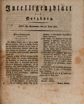 Intelligenzblatt von Salzburg (Salzburger Intelligenzblatt) Samstag 28. Juni 1806