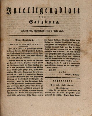 Intelligenzblatt von Salzburg (Salzburger Intelligenzblatt) Samstag 5. Juli 1806