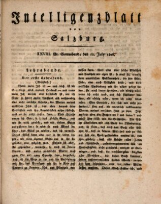 Intelligenzblatt von Salzburg (Salzburger Intelligenzblatt) Samstag 12. Juli 1806