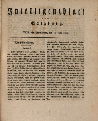 Intelligenzblatt von Salzburg (Salzburger Intelligenzblatt) Samstag 19. Juli 1806