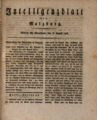 Intelligenzblatt von Salzburg (Salzburger Intelligenzblatt) Samstag 16. August 1806