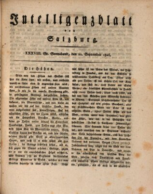 Intelligenzblatt von Salzburg (Salzburger Intelligenzblatt) Samstag 20. September 1806