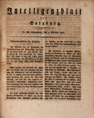 Intelligenzblatt von Salzburg (Salzburger Intelligenzblatt) Samstag 4. Oktober 1806