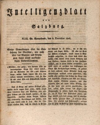 Intelligenzblatt von Salzburg (Salzburger Intelligenzblatt) Samstag 6. Dezember 1806