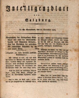 Intelligenzblatt von Salzburg (Salzburger Intelligenzblatt) Samstag 20. Dezember 1806