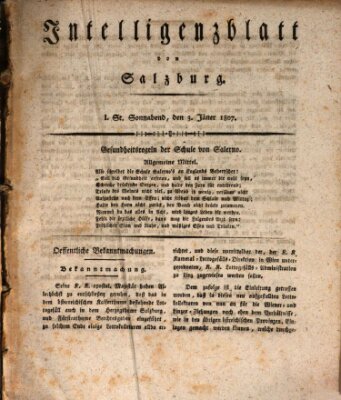 Intelligenzblatt von Salzburg (Salzburger Intelligenzblatt) Samstag 3. Januar 1807