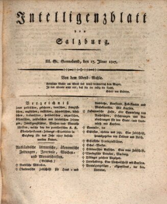 Intelligenzblatt von Salzburg (Salzburger Intelligenzblatt) Samstag 17. Januar 1807