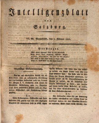 Intelligenzblatt von Salzburg (Salzburger Intelligenzblatt) Samstag 7. Februar 1807