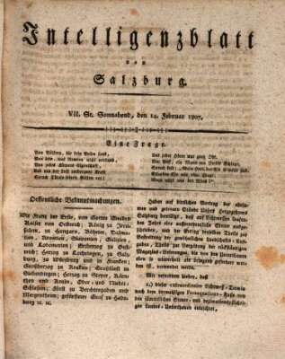 Intelligenzblatt von Salzburg (Salzburger Intelligenzblatt) Samstag 14. Februar 1807