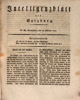 Intelligenzblatt von Salzburg (Salzburger Intelligenzblatt) Samstag 28. Februar 1807