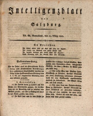 Intelligenzblatt von Salzburg (Salzburger Intelligenzblatt) Samstag 21. März 1807