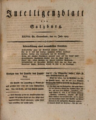 Intelligenzblatt von Salzburg (Salzburger Intelligenzblatt) Samstag 11. Juli 1807