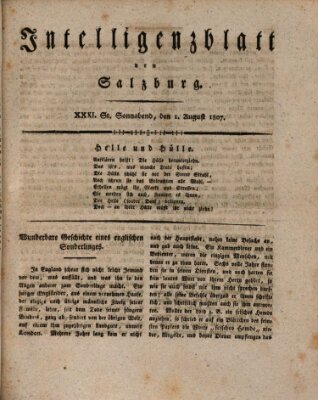 Intelligenzblatt von Salzburg (Salzburger Intelligenzblatt) Samstag 1. August 1807