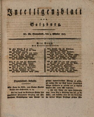 Intelligenzblatt von Salzburg (Salzburger Intelligenzblatt) Samstag 3. Oktober 1807