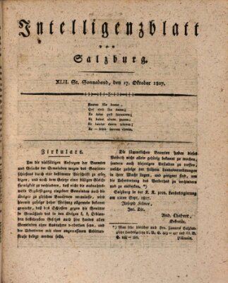 Intelligenzblatt von Salzburg (Salzburger Intelligenzblatt) Samstag 17. Oktober 1807