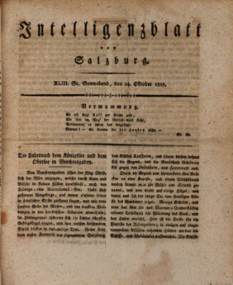 Intelligenzblatt von Salzburg (Salzburger Intelligenzblatt) Samstag 24. Oktober 1807