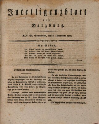 Intelligenzblatt von Salzburg (Salzburger Intelligenzblatt) Samstag 7. November 1807