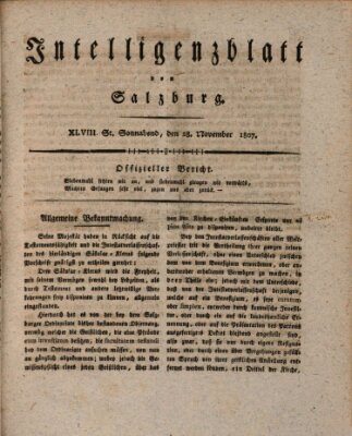 Intelligenzblatt von Salzburg (Salzburger Intelligenzblatt) Samstag 28. November 1807