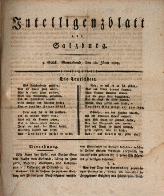 Intelligenzblatt von Salzburg (Salzburger Intelligenzblatt) Samstag 16. Januar 1808