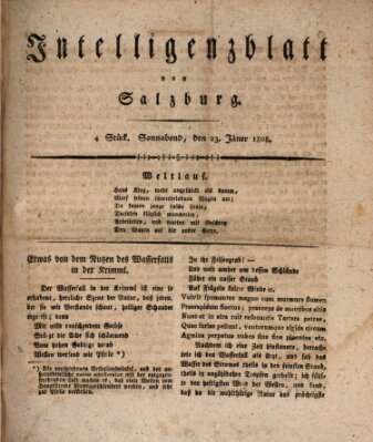 Intelligenzblatt von Salzburg (Salzburger Intelligenzblatt) Samstag 23. Januar 1808